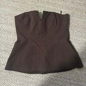 Zara Dark Brown Strapless Top